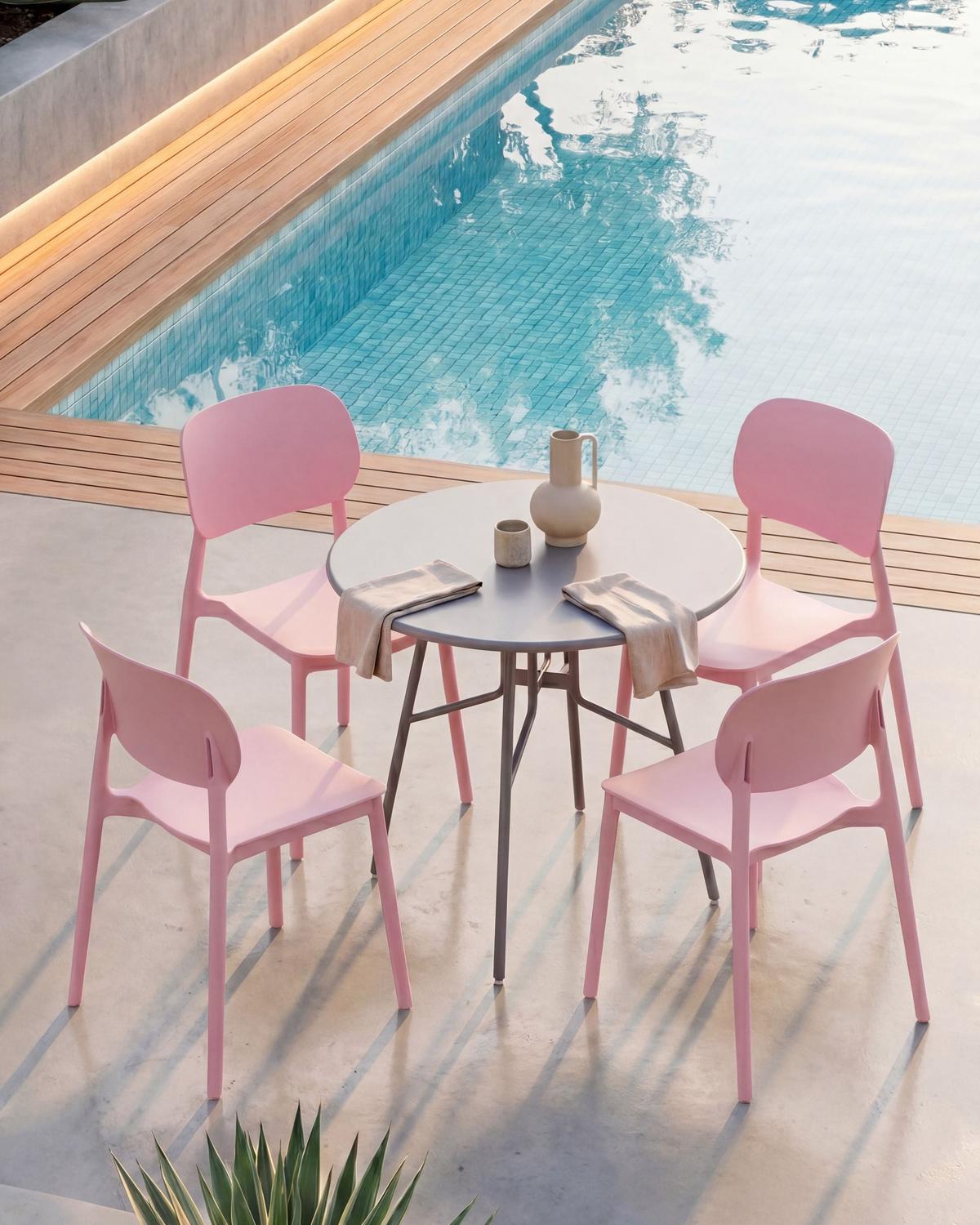 GARTENSTUHL 4er-Set Rosa Tupiza - Pink, Kunststoff (47/82/48cm) - Beliani