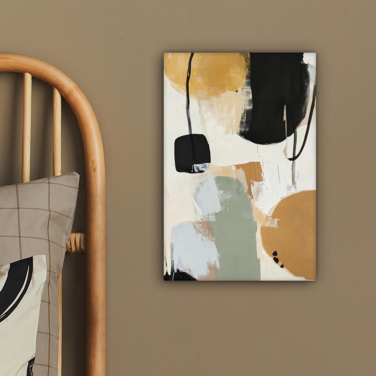 LEINWANDBILD Farbe - Abstrakt - Farben Deko Wohnzimmer 20x30 cm - Currygelb, Textil (20/30cm) - MuchoWow