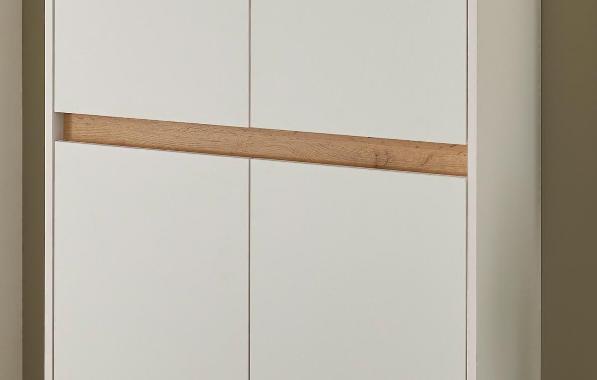 SCHUHSCHRANK weiß matt, Eiche Wotan 85 x 195 cm, Flurschrank 4-türig - Eiche Wotan/Schwarz, Holzwerkstoff/Kunststoff (85/195/35cm) - Furn.Design