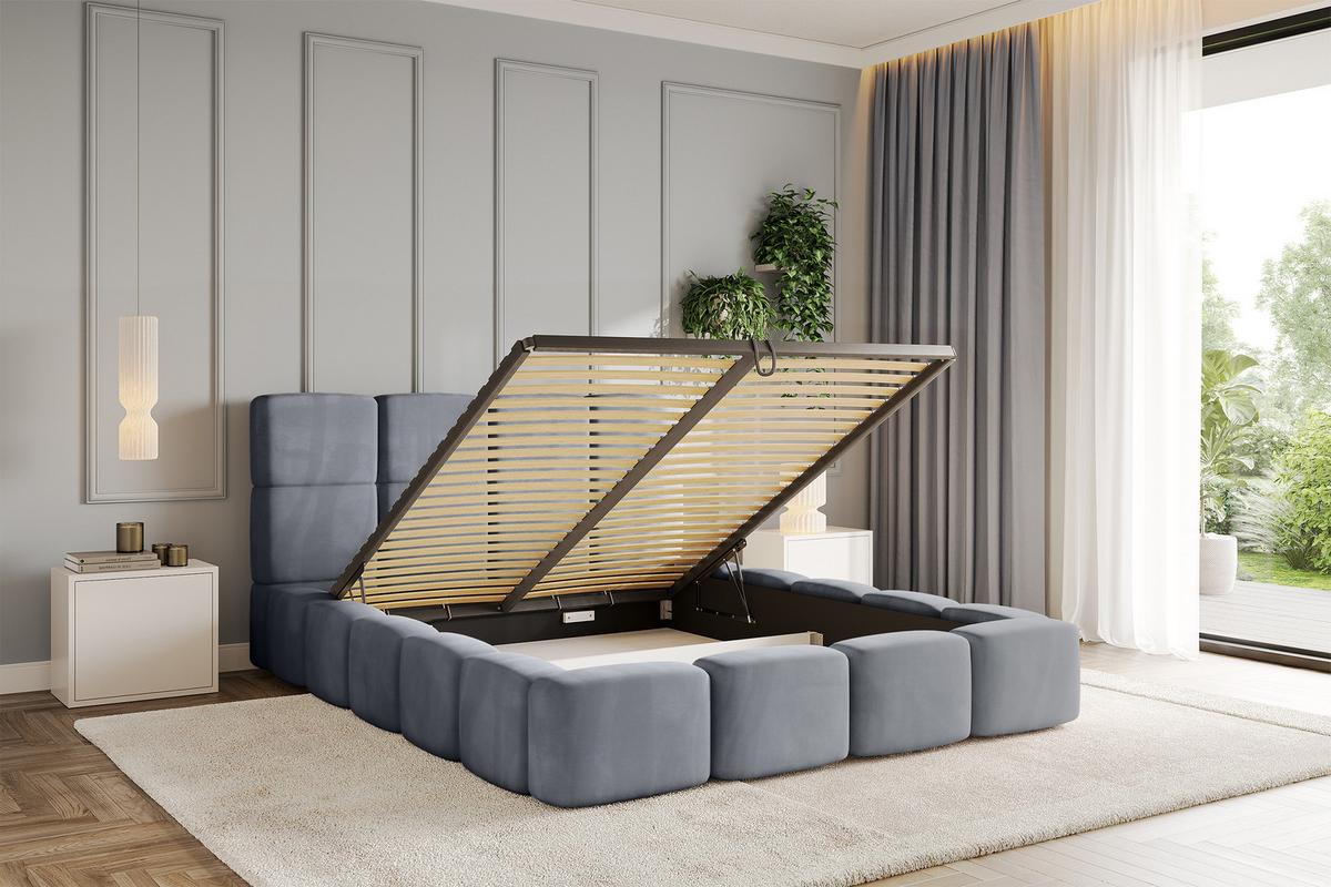 POLSTERBETT mit Bettkasten und Lattenrost, Bett mit Kopfteil, Boxbett ohne Matratze, Doppelbett mit Stauraum - NATA 120x200 Grau - Grau, Holzwerkstoff/Textil (120/200cm) - ALTDECOR