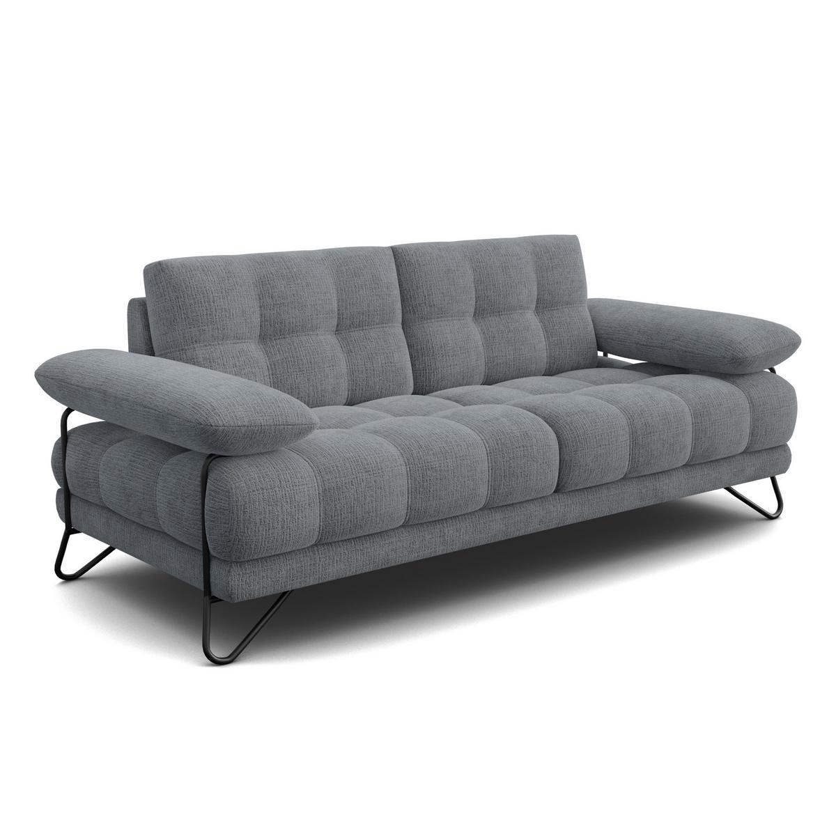 SOFA BUBBARA 2,5-Sitzer, dunkelgrau - Dunkelgrau/Schwarz, Holz/Textil (215/87/96cm) - Wozimo