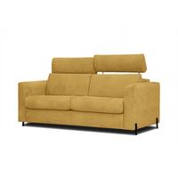 SOFA MEZO 3-Sitzer mit Schlaffunktion, gelb - Gelb/Schwarz, Holz/Textil (232/90/107cm) - Wozimo