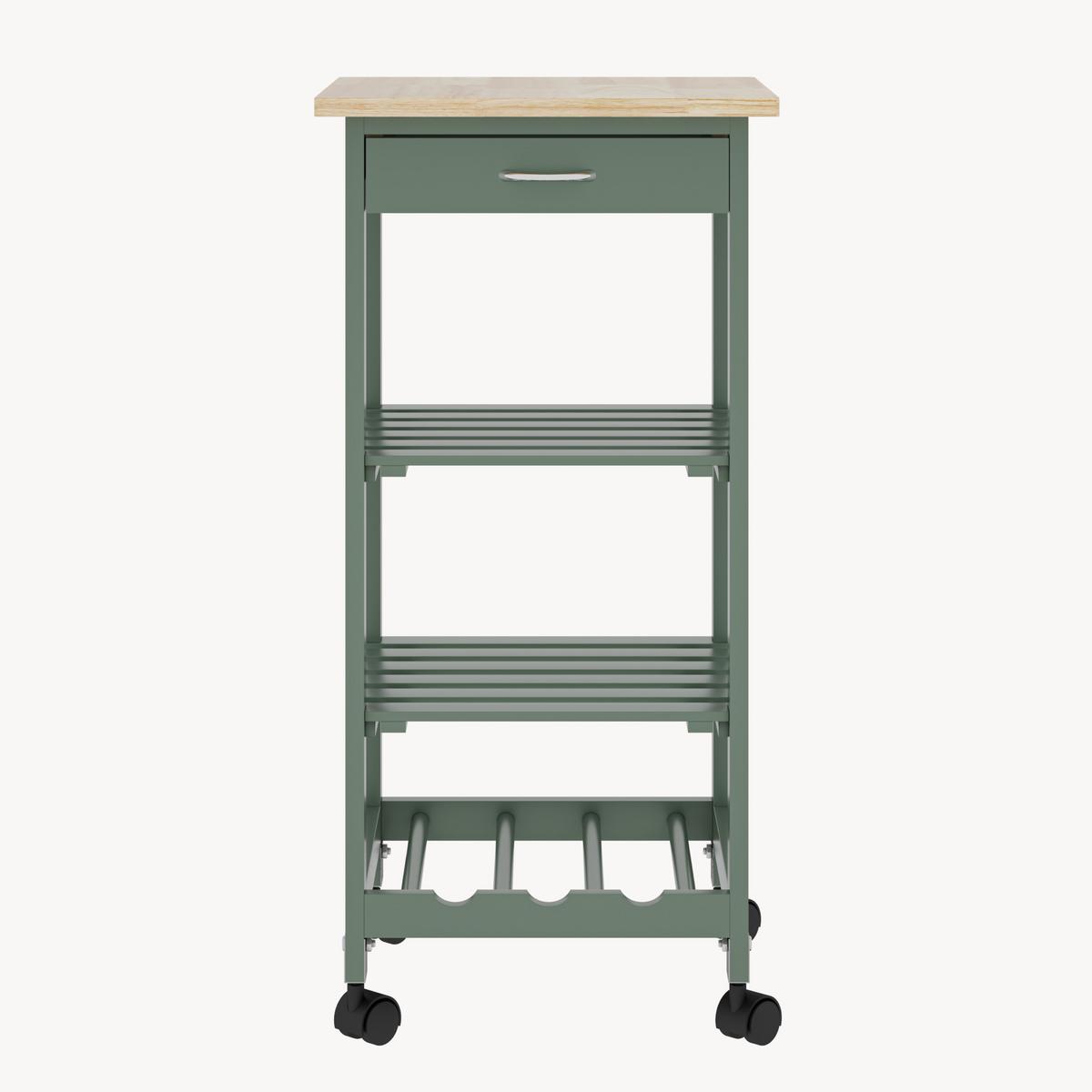 SERVIERWAGEN Biel - Grün, Holzwerkstoff (37/76/37cm) - [en.casa]