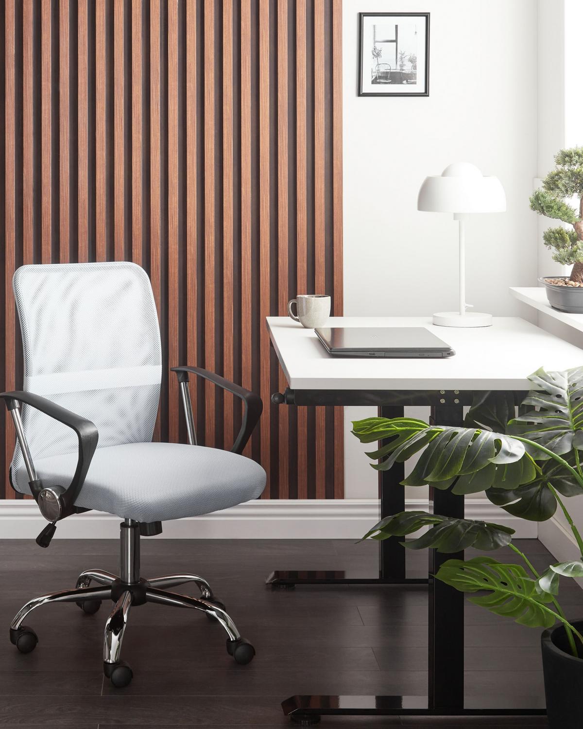 BÜROSTUHL Cremeweiß Best - Silberfarben/Schwarz, Textil (55/94/55cm) - Beliani