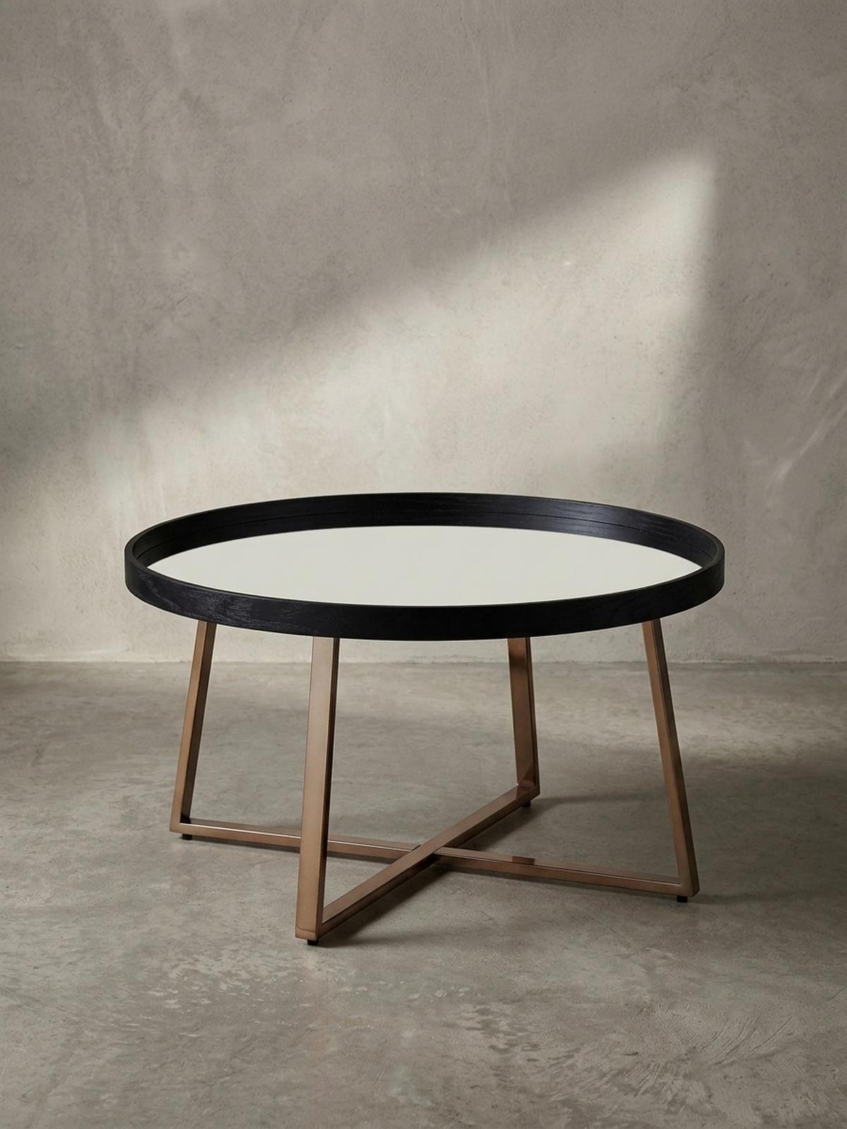 COUCHTISCH Rund in Gold, Material aus Metall und Glas, 78x42,5 cm - Goldfarben/Schwarz, Glas/Metall (78/78/42cm) - KADIMA DESIGN