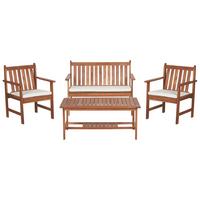 LOUNGE SET 4-Sitzer Akazienholz hellbraun Auflagen weiß Altidona - Creme, Holz - Beliani