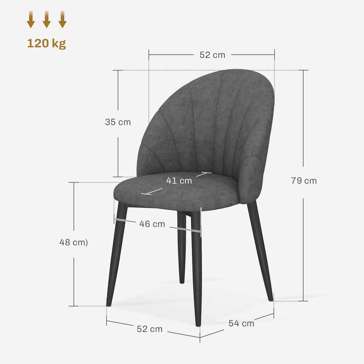 ESSZIMMERSTÜHLE 4er Set Polyester Stahl Dunkelgrau - Dunkelgrau, Textil (52/79/54cm) - HOMCOM