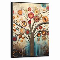 LEINWAND Bilder mit Rahmen - Baum - Baum des Lebens - Farbe - 70x100 - Braun, Textil (70/100cm) - MuchoWow