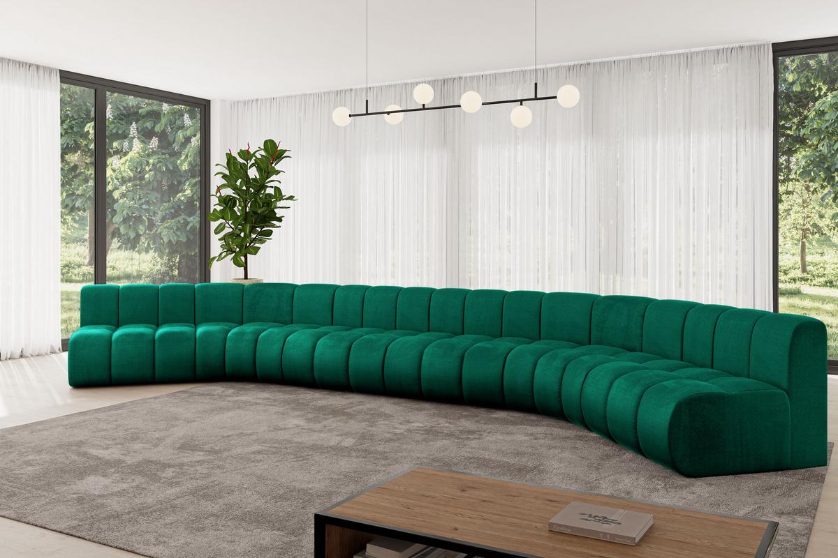 WOHNLANDSCHAFT modulares Sofa Montra-U2 - 581x174x70 cm Grün - Dunkelgrün, Holzwerkstoff/Textil (581/70/174cm) - ALTDECOR