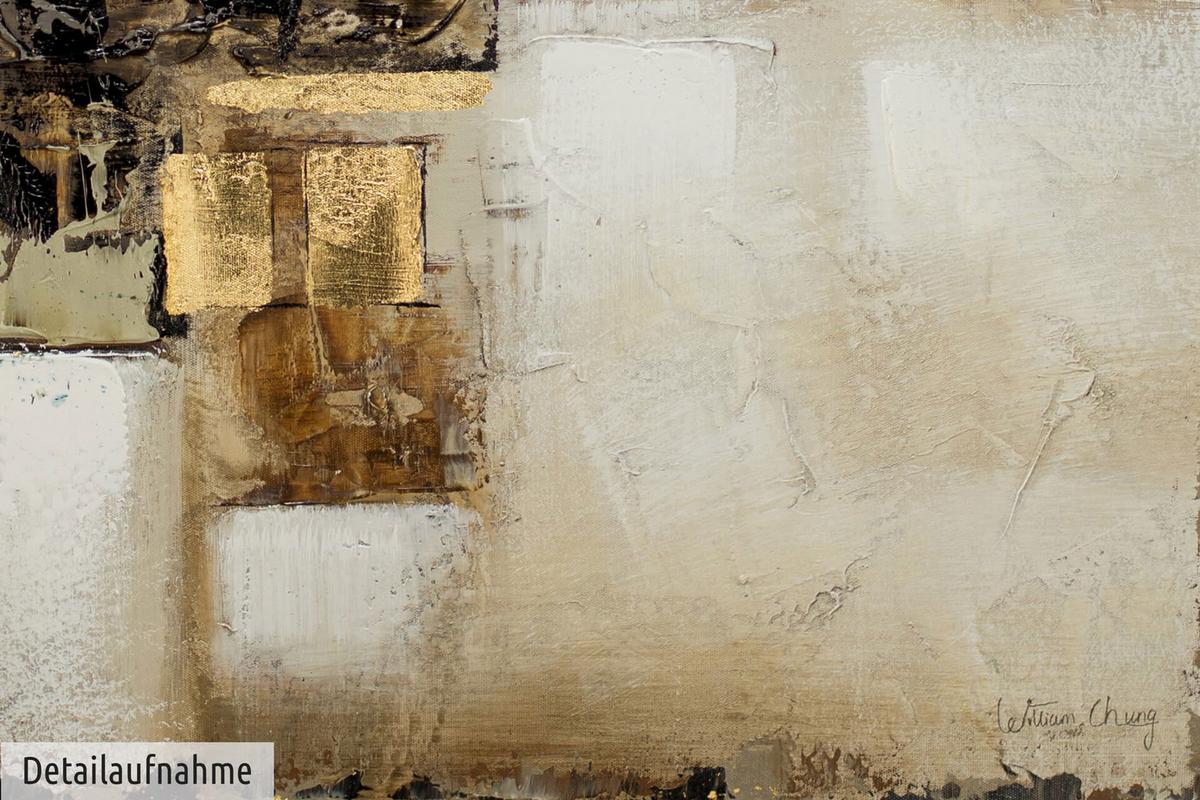 ÖLGEMÄLDE 80/80 cm - Beige/Goldfarben, Holz/Textil (80/80cm) - KUNSTLOFT