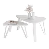 SATZTISCH NOA Stahlgestell, Freiform, Weiß / Bianco Marmor - Perlmutt/Weiß, Holzwerkstoff/Metall (94/60/42cm) - Idohome