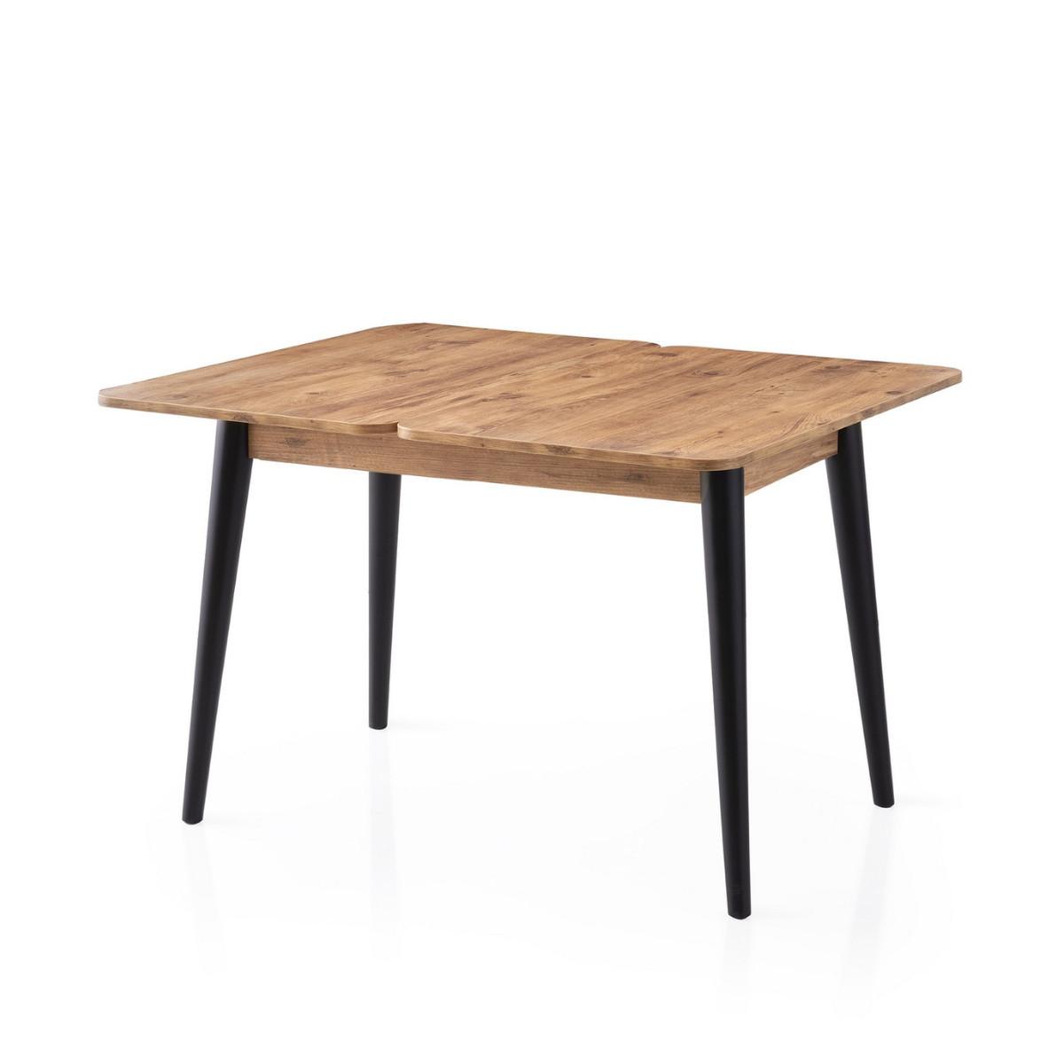 TISCH dekor atlantik-kiefer und schwarz - dolunay 100/60/75 cm - Eschefarben, Holzwerkstoff (65/60/75cm) - Calicosy