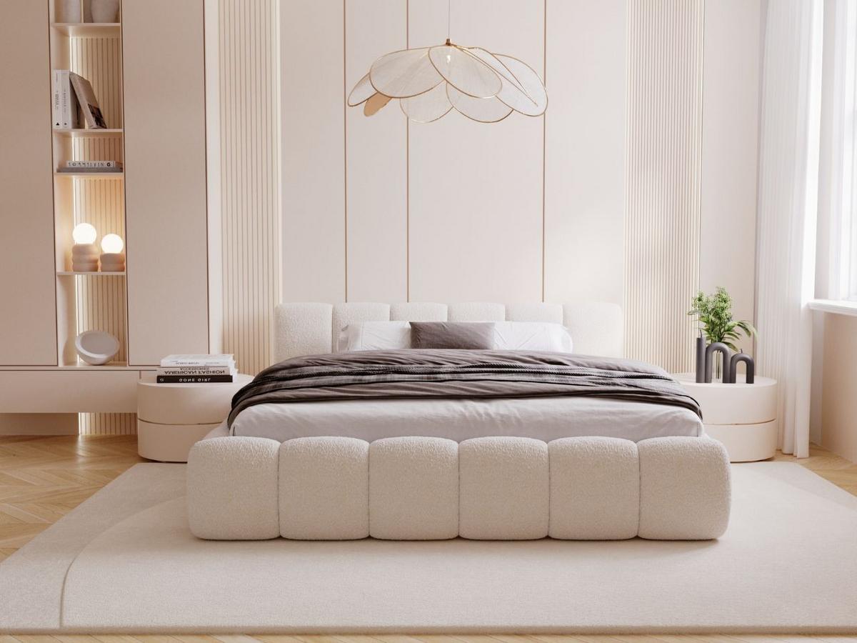 POLSTERBETT Cloud Low 160x200 Bouclé-Stoff Beige - Beige, Textil (160/200cm) - Graingold