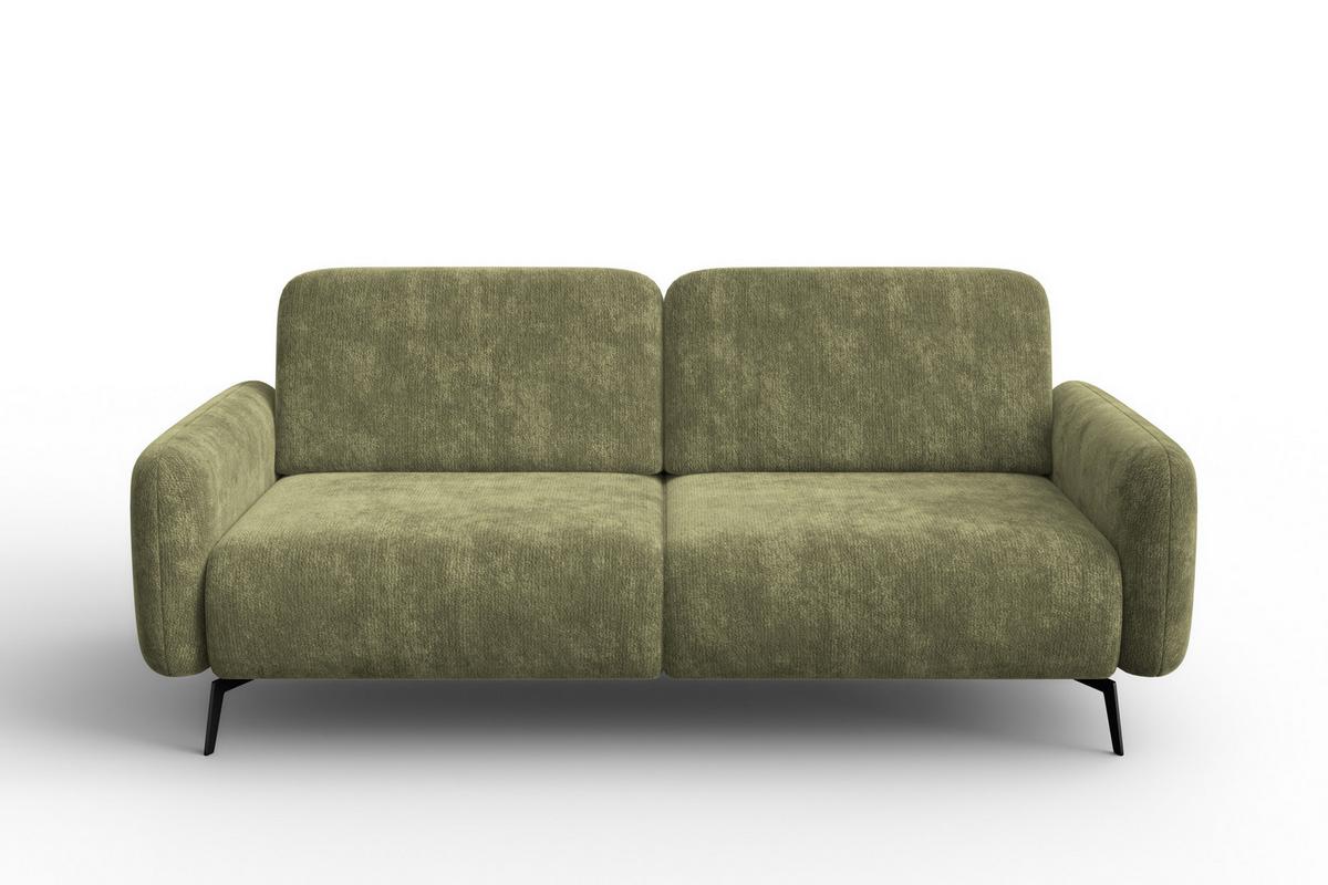 SOFA FEBE 3-Sitzer, olivgrüner Chenille-Stoff - Schwarz/Olivgrün, Holz/Textil (190/82/96cm) - Wozimo