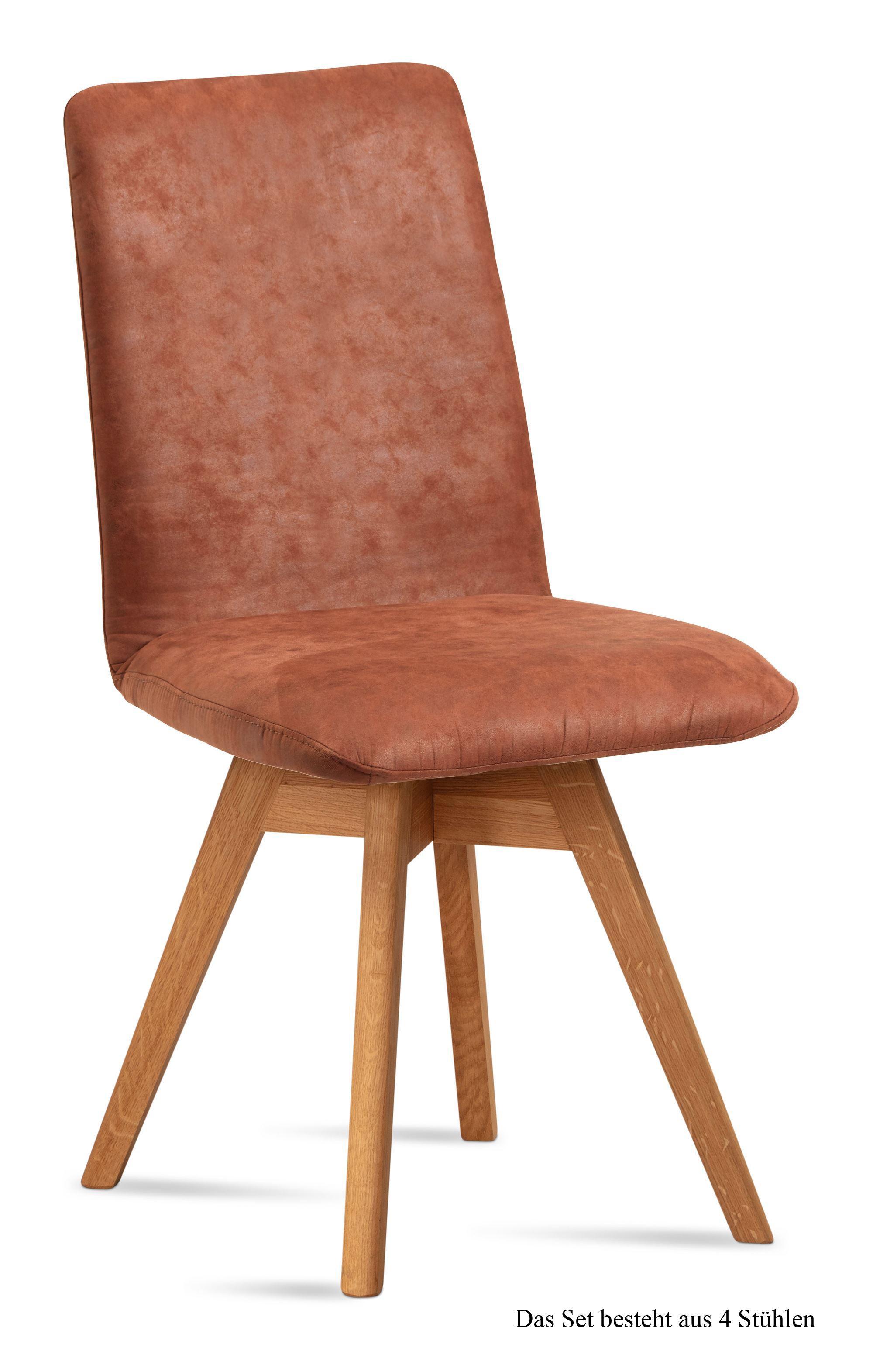 ESSZIMMERSTUHL drehbar (4er-Set) Donni 47x92x60 Eiche geölt/Cognac - Cognac/Eichefarben, Kunststoff (60/92/47cm) - 58aufmkessel