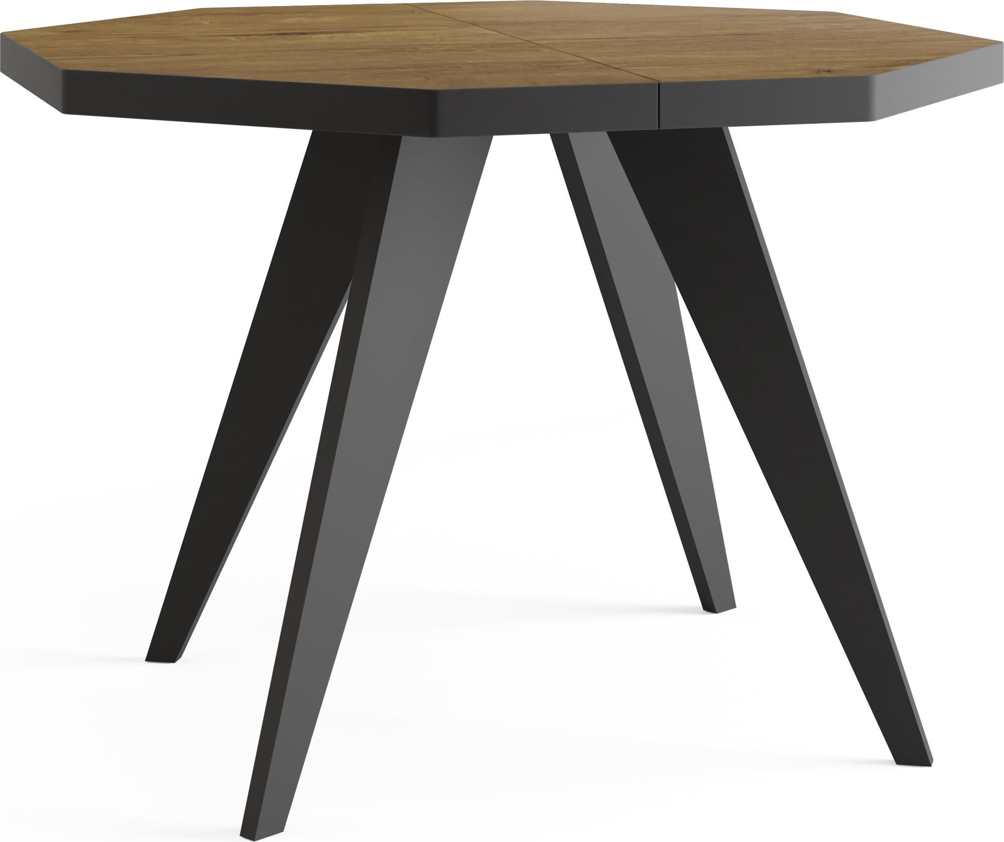ESSTISCH Diamond Black achteckiger ausziehbarer, Lefkas Eiche 100-200/100/76 cm - Alteiche/Schwarz, Holz/Holzwerkstoff (100/200/77cm) - WFL GROUP