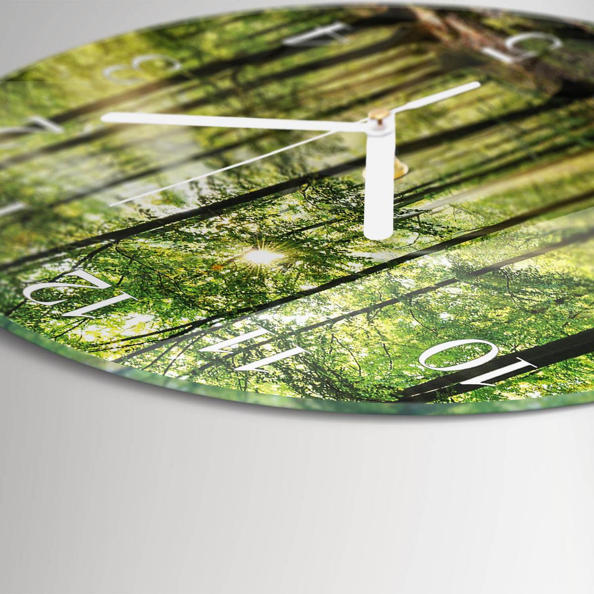 WANDUHR aus Glas Ø30 cm - Waldnatur - Grün, Glas (30/30/0.4cm) - TULUP