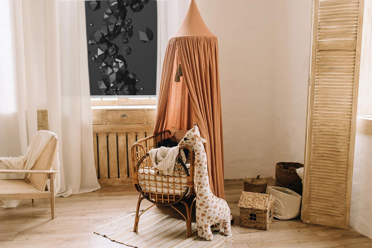 INNENROLLO - Fensterrollo - Rollo - 150x140 cm - Herabfallende Blöcke - Schwarz, Kunststoff (150/140/0.5cm) - TULUP