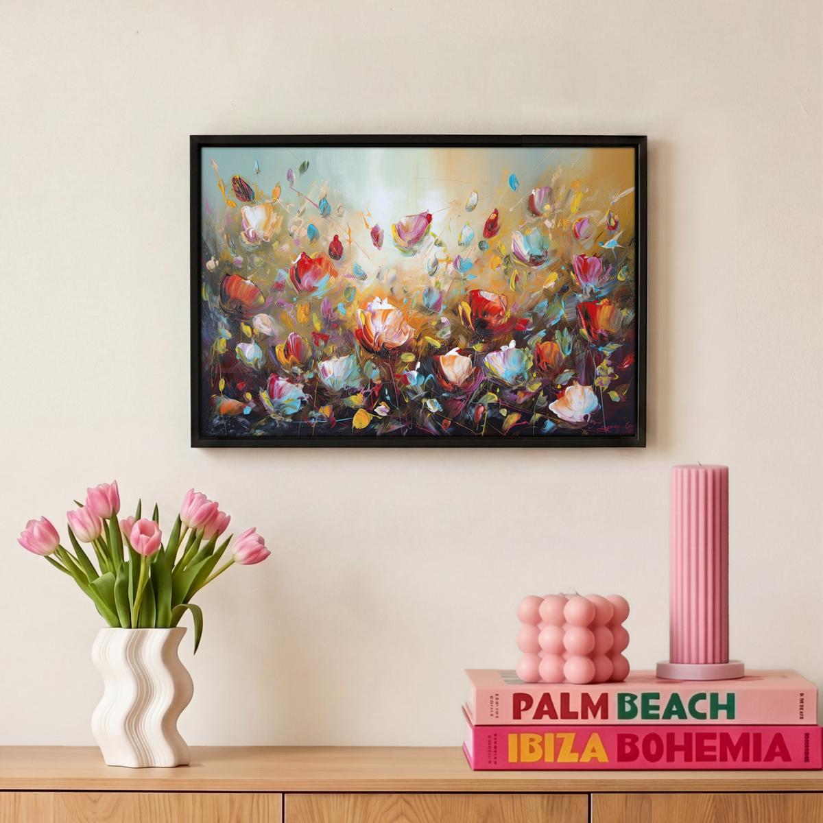 LEINWAND Bilder mit Rahmen - Blumen - Kunst - Natur - Ölgemälde - 30x20 - Multicolor, Textil (30/20cm) - MuchoWow