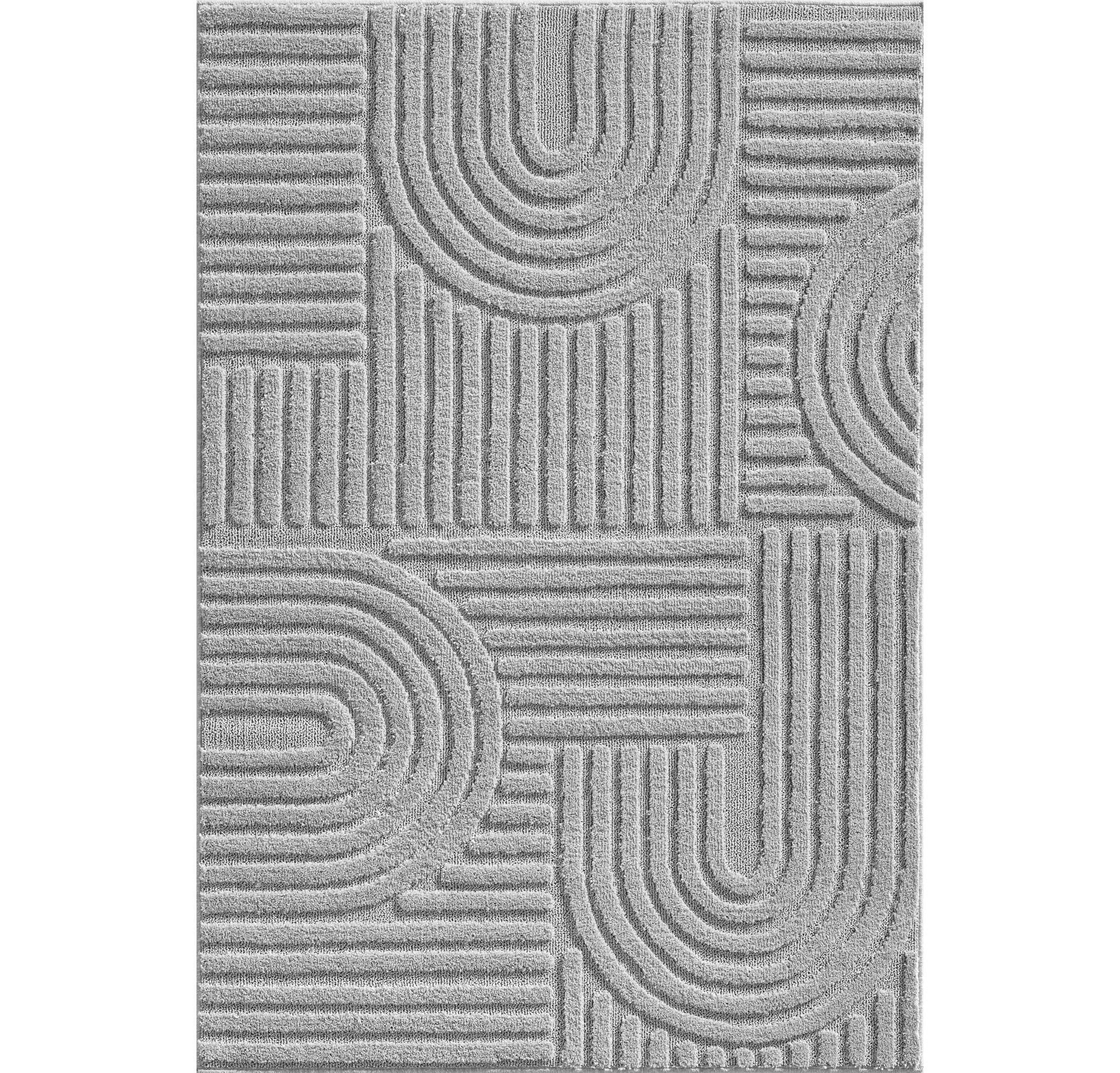HOCHFLORTEPPICH RIGI, im Skandi-Boho-Stil, Silber, 140 x 200 cm - Silberfarben, Textil (200/140cm) - KADIMA DESIGN
