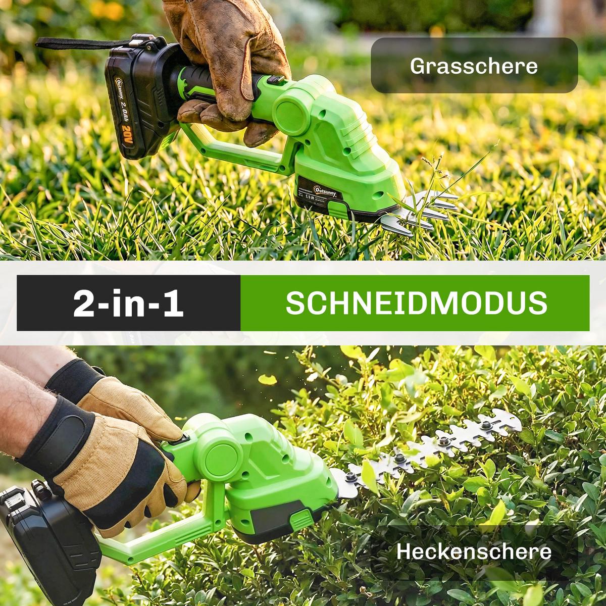 HECKENSCHERE Nylon Stahl Grün - Grün, Kunststoff (13/8/55cm) - Outsunny