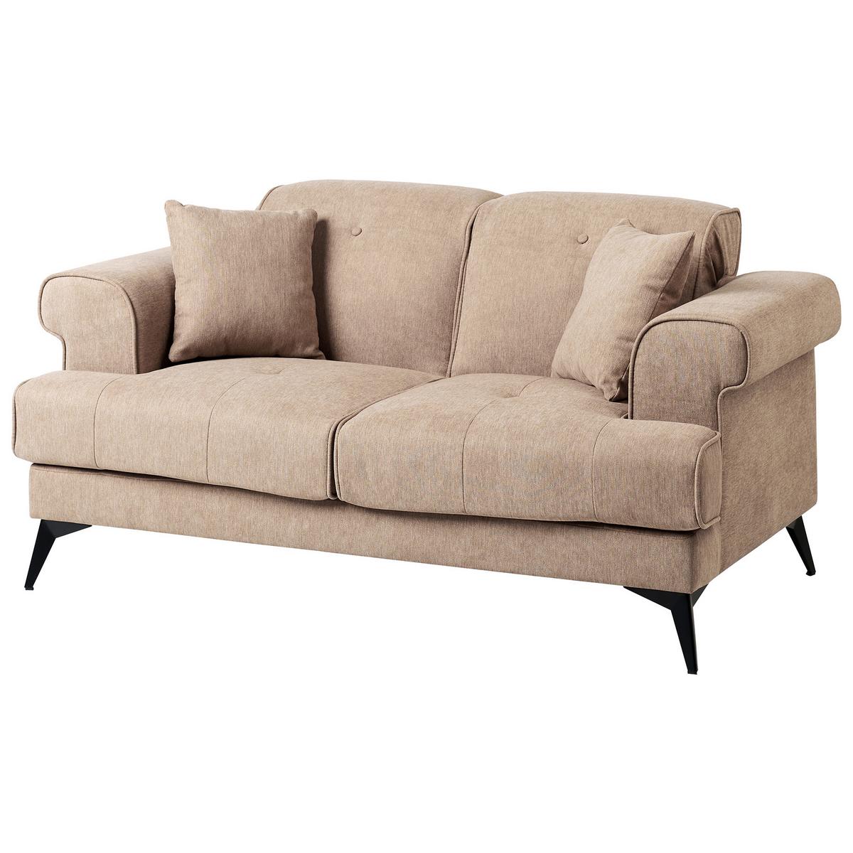 2-SITZER-SOFA Stoff Hellbraun Skive - Hellbraun, Textil (160/88/85cm) - Beliani