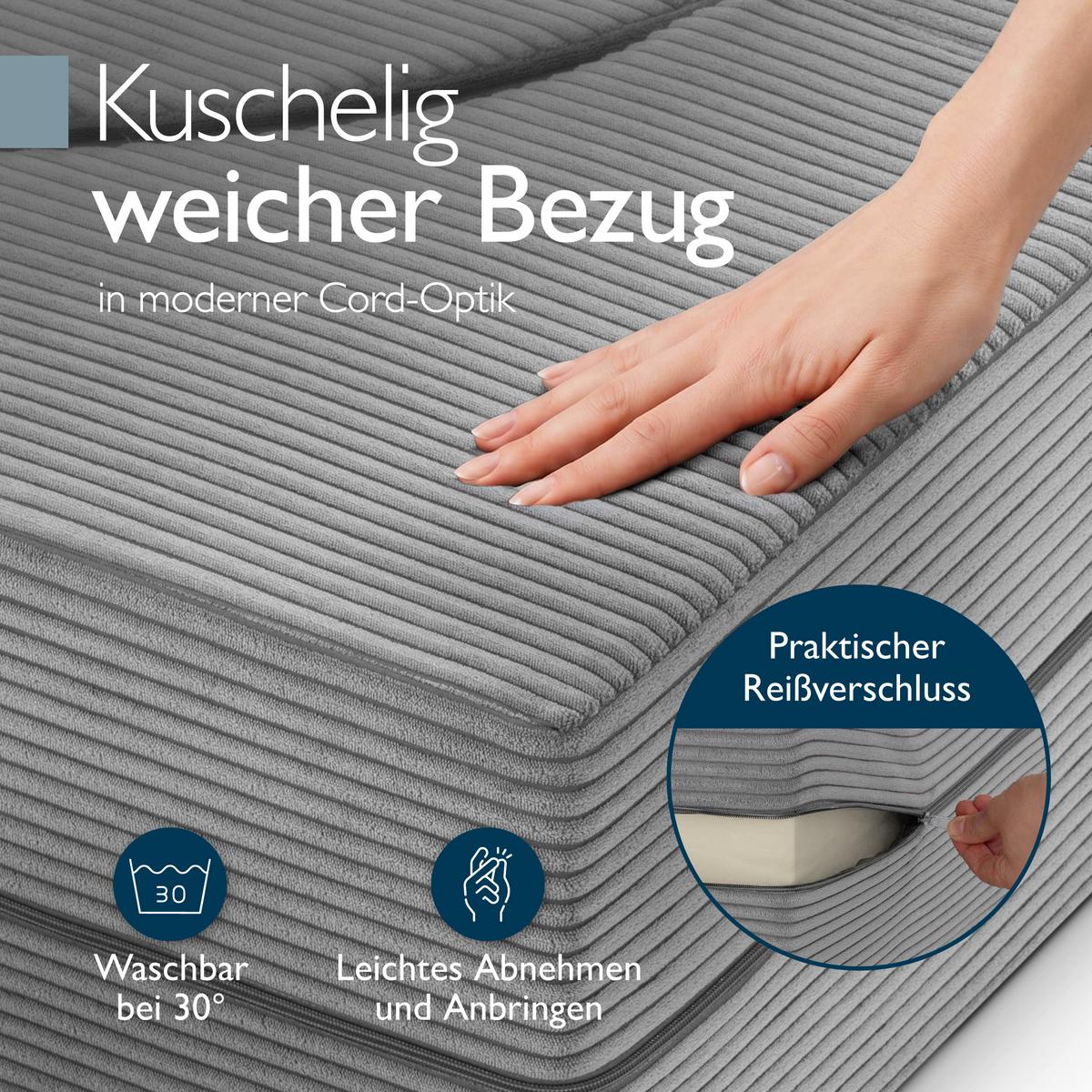GÄSTESOFA Leova 200x90x30cm Hellgrau - Hellgrau, Textil (90/30/200cm) - Beautissu 