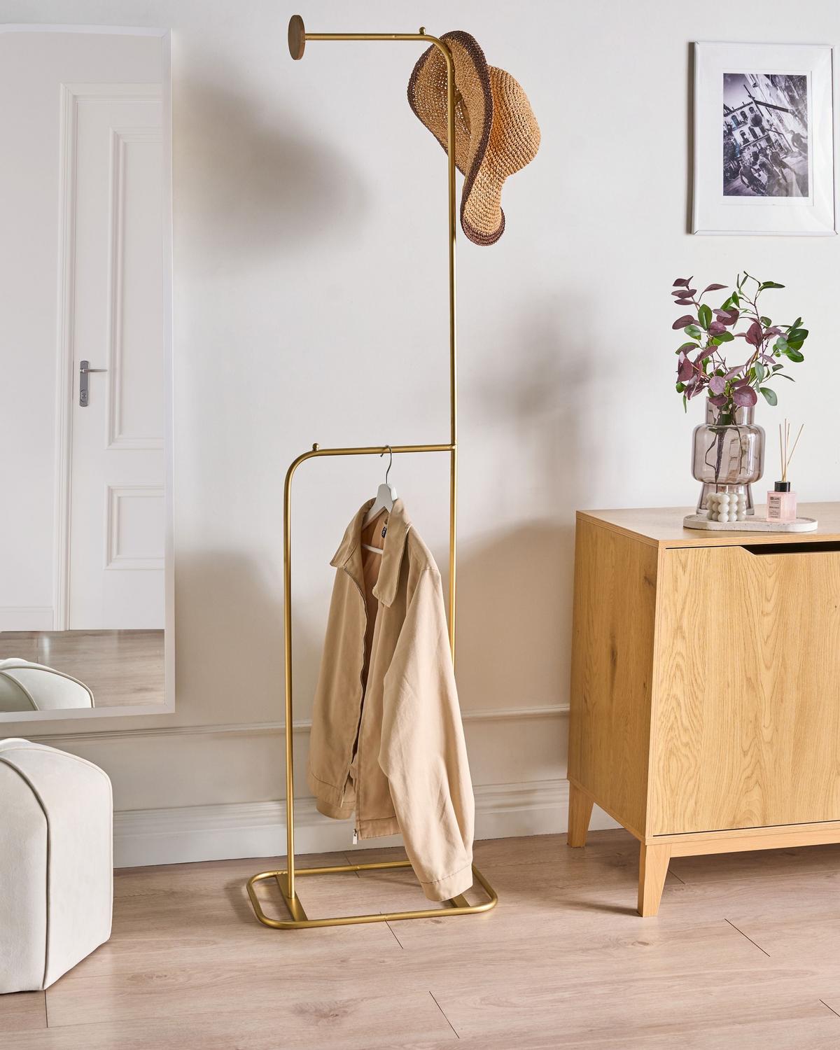 GARDEROBENSTÄNDER Gold Eureka - Goldfarben, Metall (48/171/30cm) - Beliani