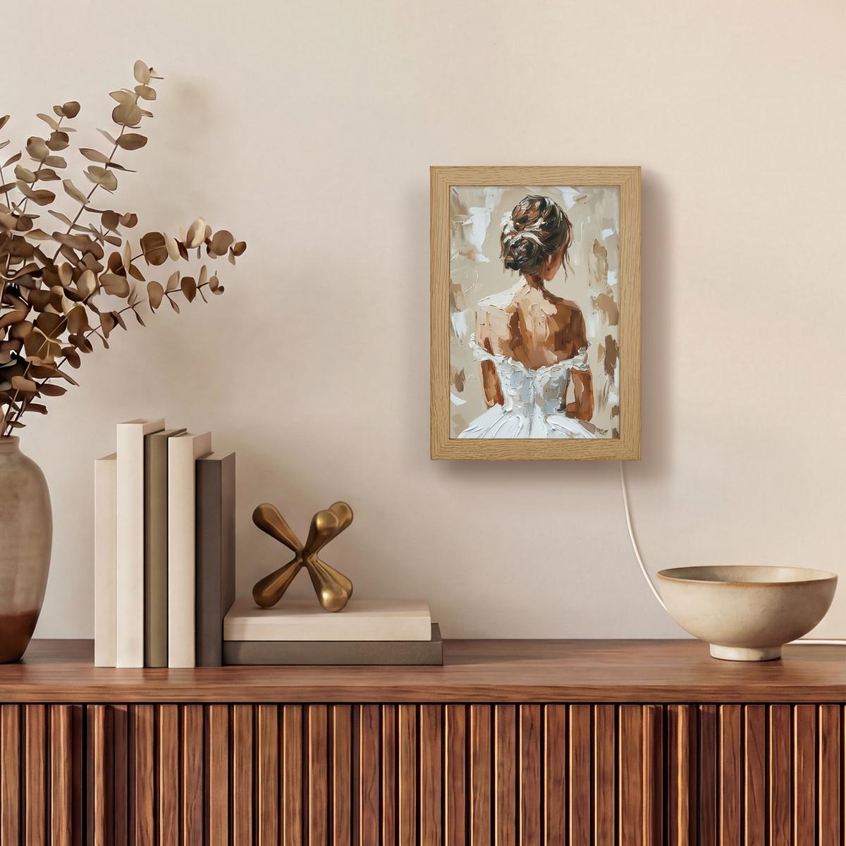 WANDLEUCHTE Frau - Farbe - Abstrakt - Beige - Modern 15x20 cm - Hellbraun, Holzwerkstoff (15/20/8cm) - OnlyWow