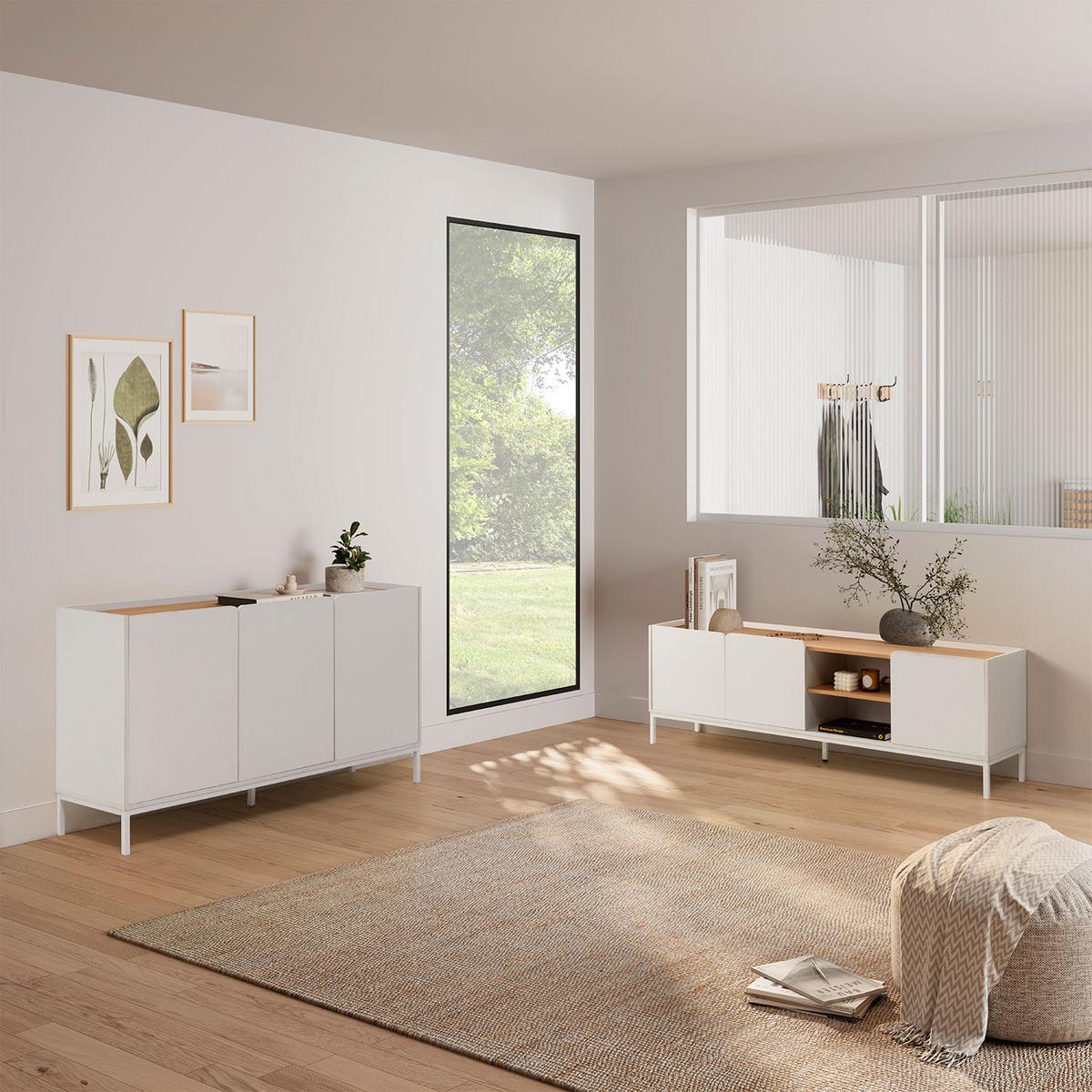 TV-ELEMENT Curva 3 türen Weiß - Weiß, Holzwerkstoff (160/55/40cm) - VS Venta-stock