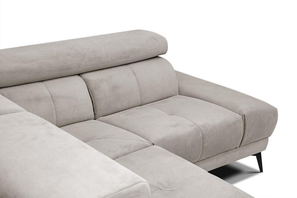 ECKSOFA LARS 5-Sitzer, 1 Relax, verstellbare Kopfstützen, beige - Beige/Schwarz, Holzwerkstoff/Textil (284/201cm) - Wozimo