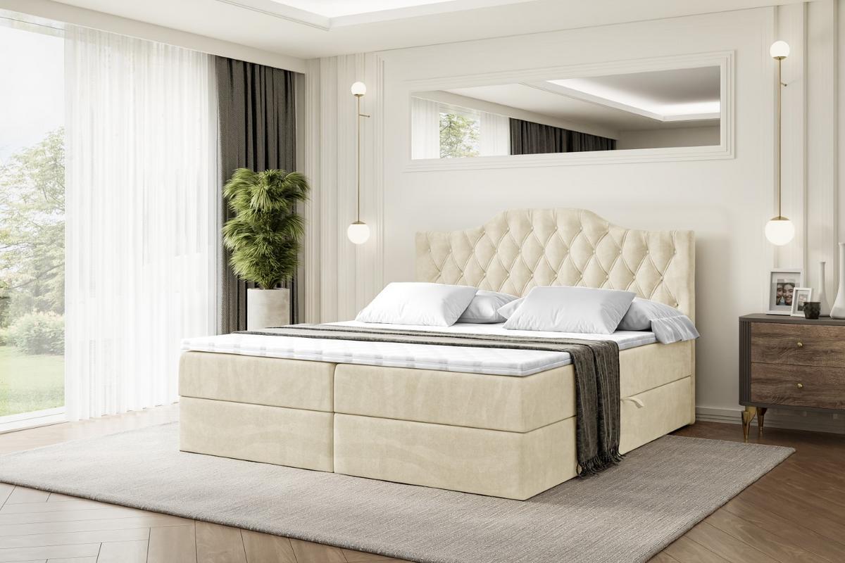 BOXBETT mit Matratze H4 und Lattenrost - VILA-1 - 140x200 cm - H4 - Beige - Beige, Holzwerkstoff (140/200cm) - ALTDECOR