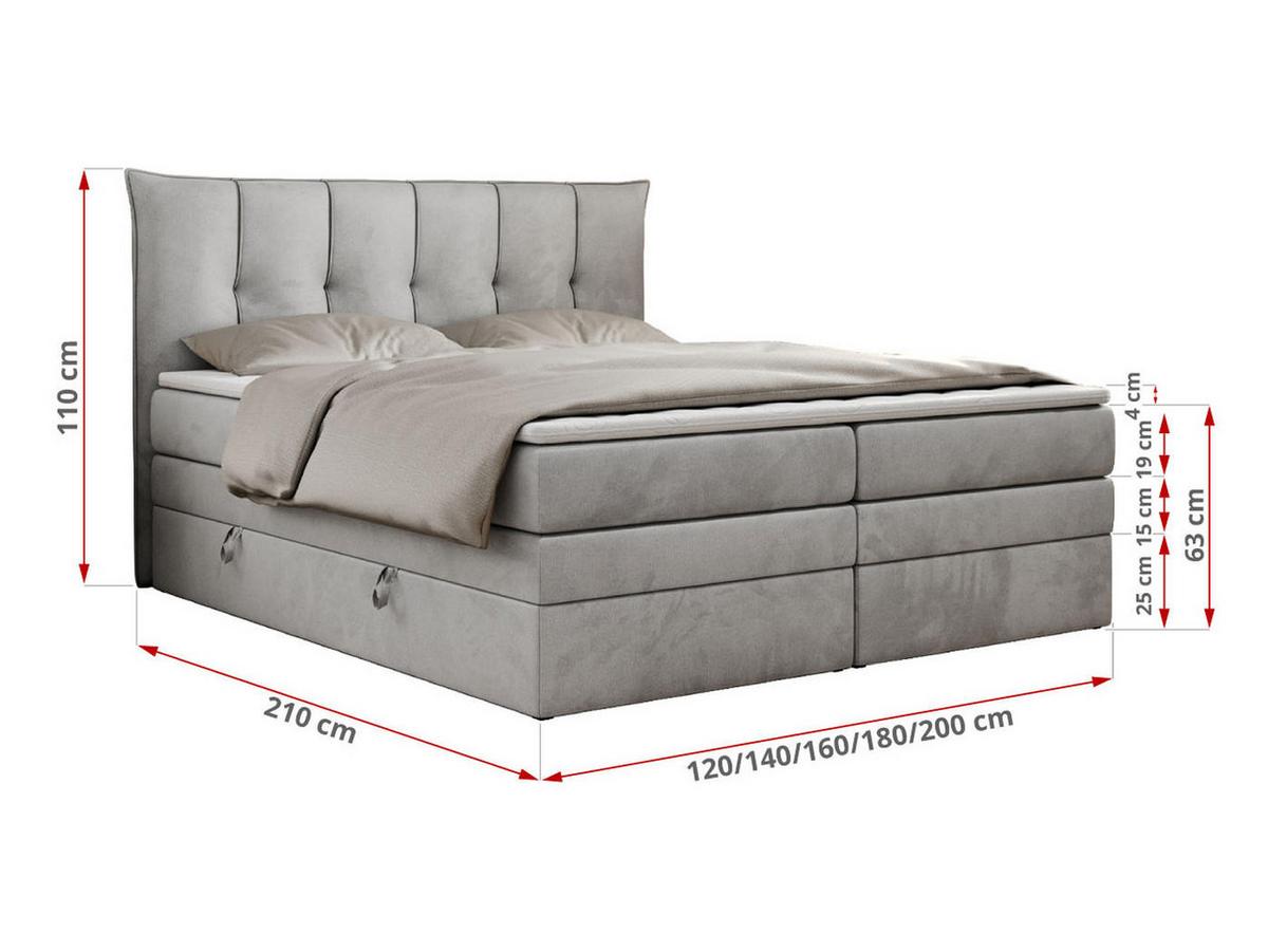 BOXSPRINGBETT PREMIUM 10 KING 200/200 Hellgrau Velvet - H3 - Hellgrau, Holz/Textil (200/200cm) - MKS