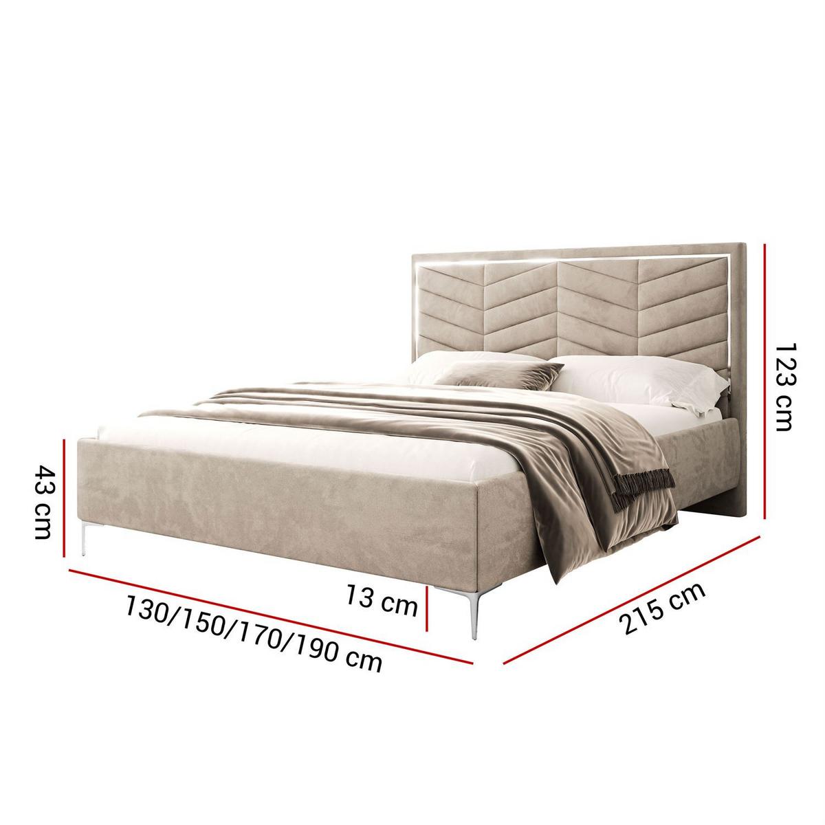 POLSTERBETT AURORA II 140x200 mit Bettkasten Opera Pearl - Beige, Textil (140/200cm) - Lookway
