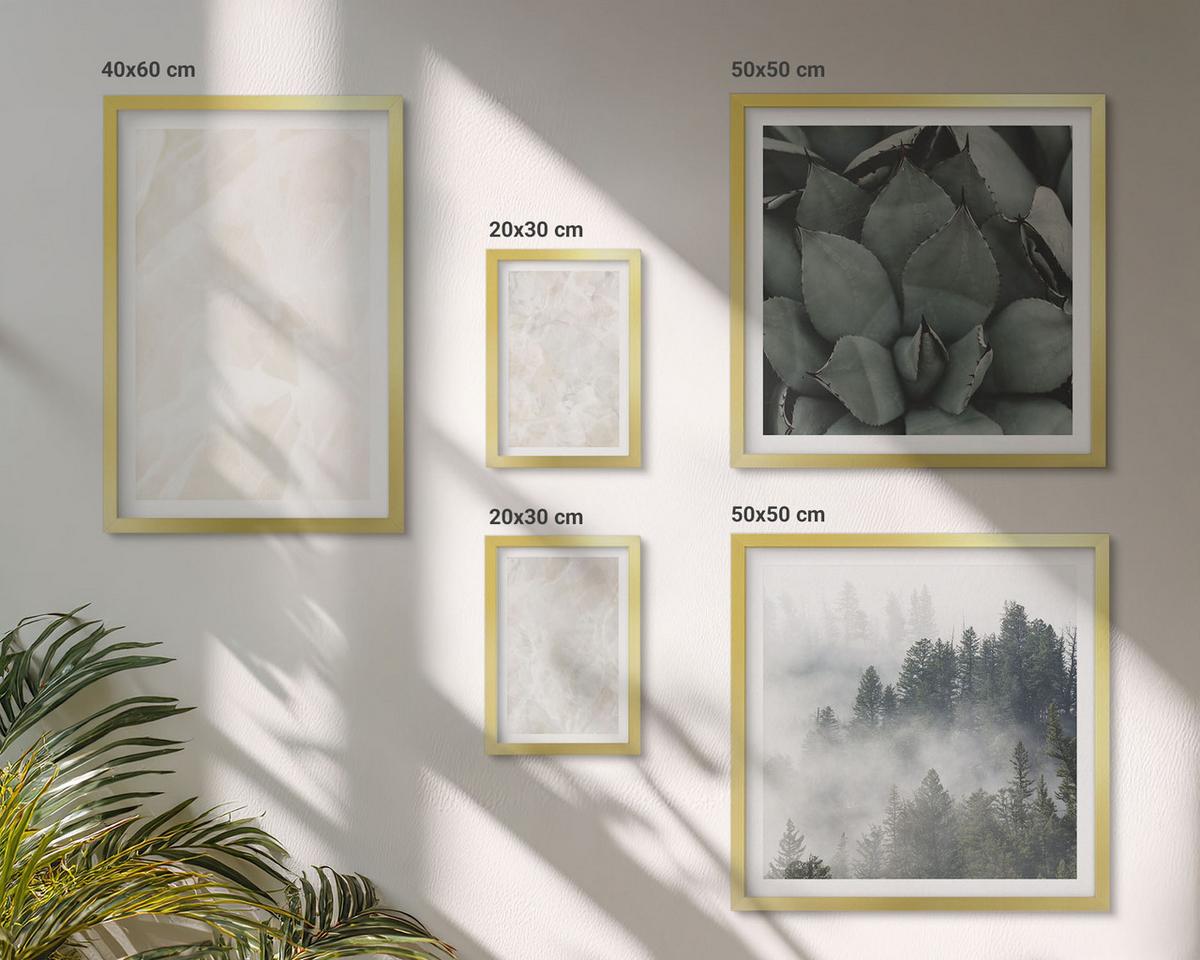 BILDER SET 5er Set - 50x50 cm & 20x30 cm & 40x60 cm Goldrahmen - Steinpastellmarmor - Goldfarben, Kunststoff (40/60cm) - TULUP