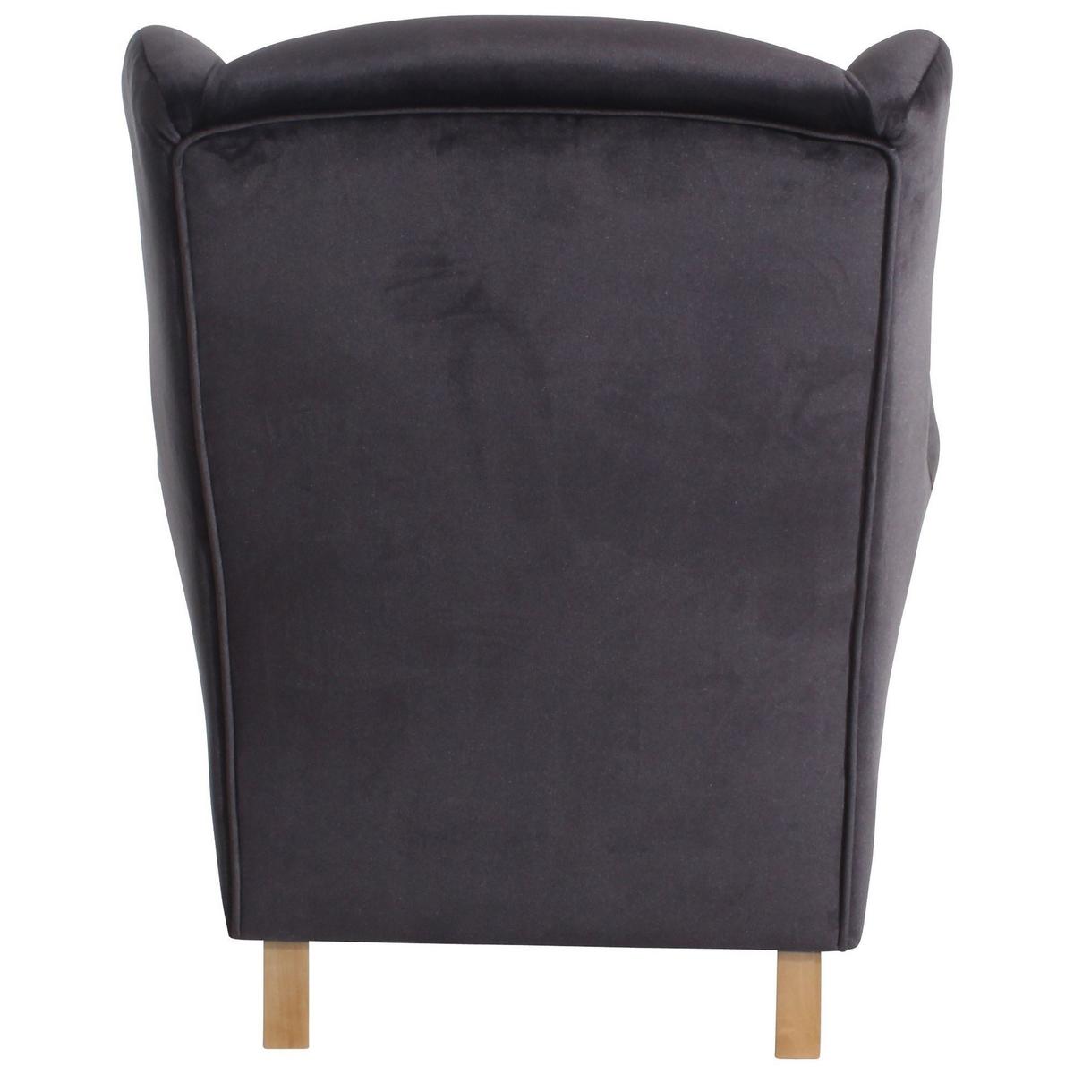 OHRENSESSEL Karlen Bezug Samtvelours Buche natur / anthrazit - Anthrazit, Kunststoff (86/103/77cm) - 58aufmkessel
