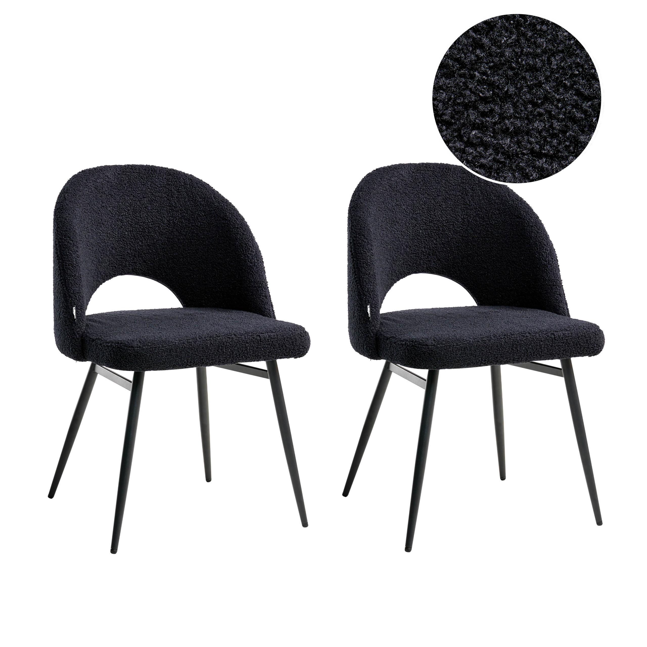 ESSZIMMERSTUHL 2er-Set Schwarz Onaga - Schwarz, Textil (52/77/56cm) - Beliani