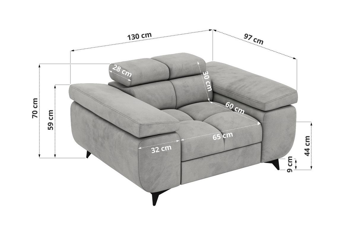 SESSEL NIDELLO - Hellgrau Velvet - Hellgrau/Schwarz, Textil/Metall (130/70/97cm) - MKS