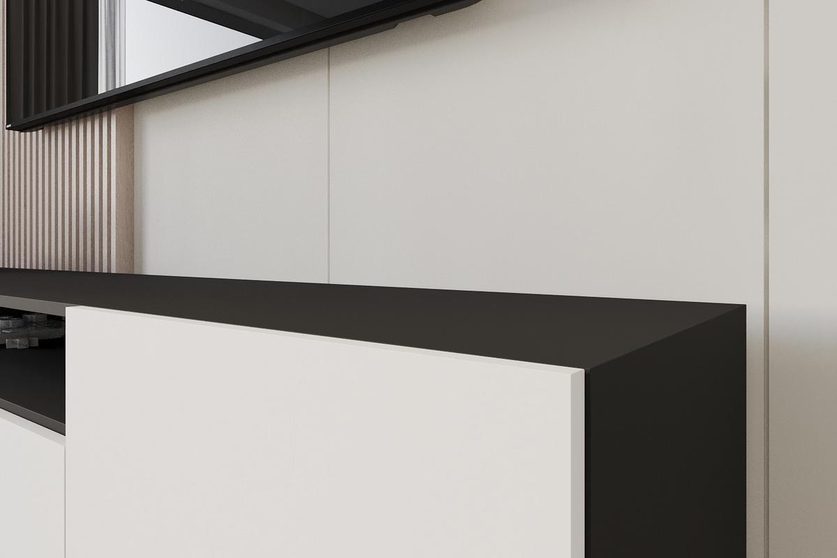 LOWBOARD ELIO-W 200x40x41 cm - Schwarz / Weiß - Schwarz, Holzwerkstoff (200/40/41cm) - ALTDECOR