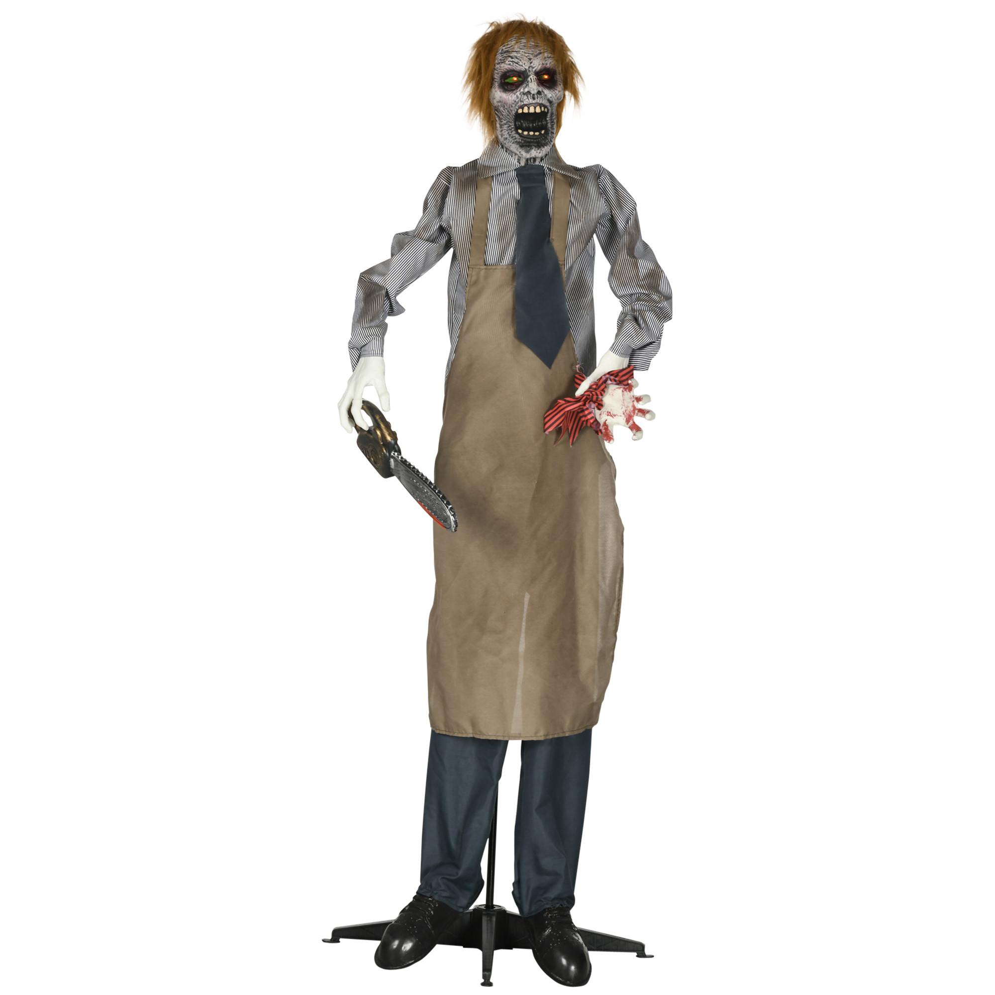 HALLOWEEN Dekoration 170cm Kettensägenmörder mit beweglichem Körper, Arm - Multicolor, Kunststoff (18/170/130cm) - HOMCOM