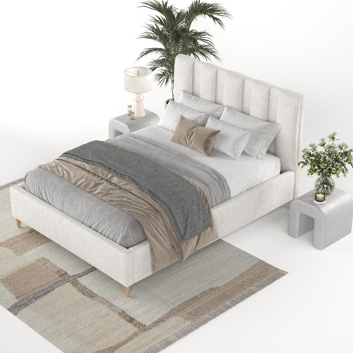 POLSTERBETT Loom 160/200 cm Creme im Neve Stoff - Creme/Naturfarben, Holz/Holzwerkstoff (160/200cm) - AltaBeds