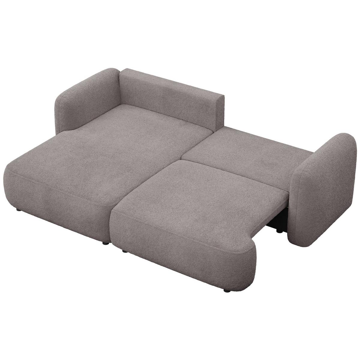 ECKSOFA Tvoya Graubraun Bouclé - Graubraun/Schwarz, Kunststoff/Textil (267/175cm) - Selsey