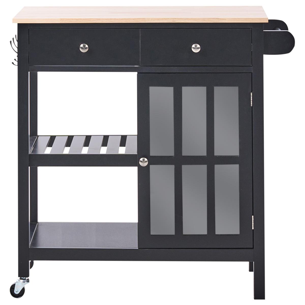 SERVIERWAGEN Schwarz Genoa - Schwarz/Braun, Holzwerkstoff (80/88/43cm) - Beliani