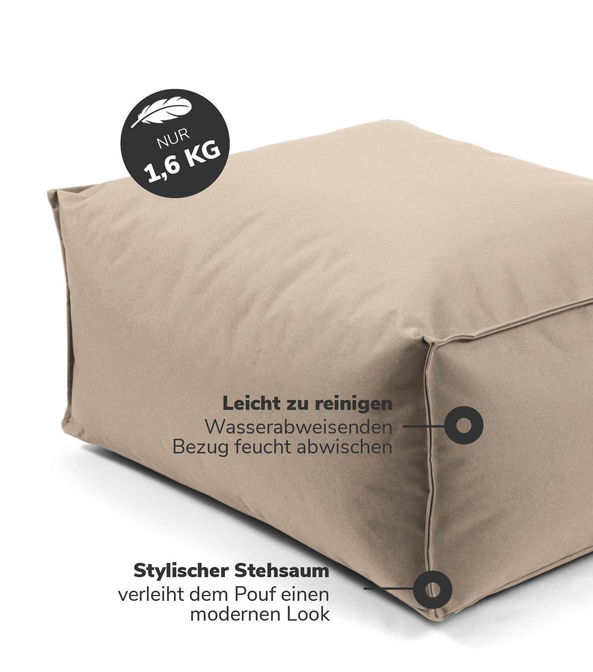 OUTDOOR POUF Der Ruhestifter - Cappuccino, Textil (60/30/50cm) - Mokebo
