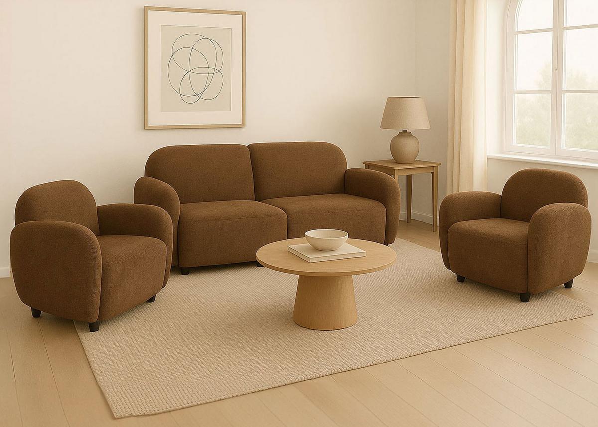 WOHNZIMMER-SET Braun - Braun, Textil (148/77/79cm) - MCW