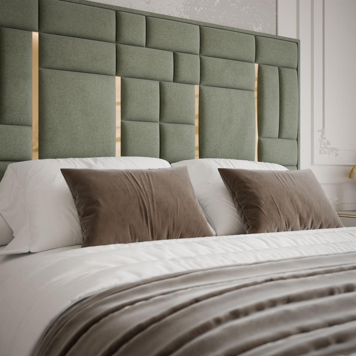 POLSTERBETT BRIGITTE GOLD mit Bettkasten 140x200 cm Element 11 - Grün, Textil (140/200cm) - Lookway
