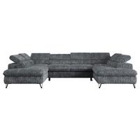 WOHNLANDSCHAFT PETER U Cord Dunkelgrau - Dunkelgrau/Schwarz, Textil/Metall (346/76/208cm) - MKS