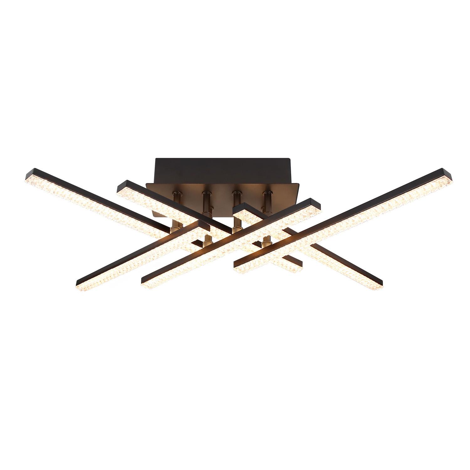 LED-DECKENLEUCHTE Kristallglanz 50/36/13 cm - Schwarz, Metall (50/36/13cm) - Nettlife