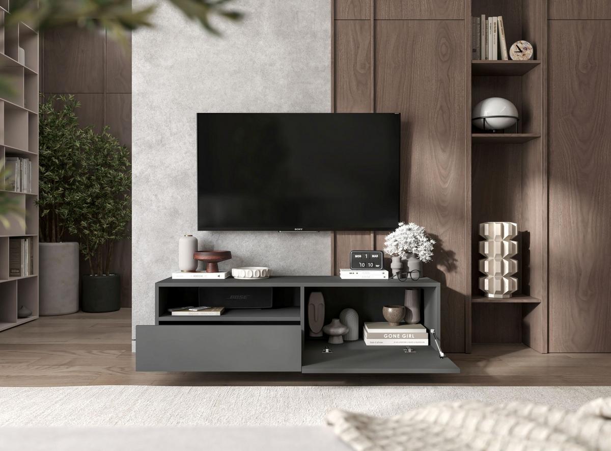 TV-SCHRANK Enjoy Grau matt Loft Schublade 120 cm - Grau, Holzwerkstoff (120/37/35cm) - Meble Lindner