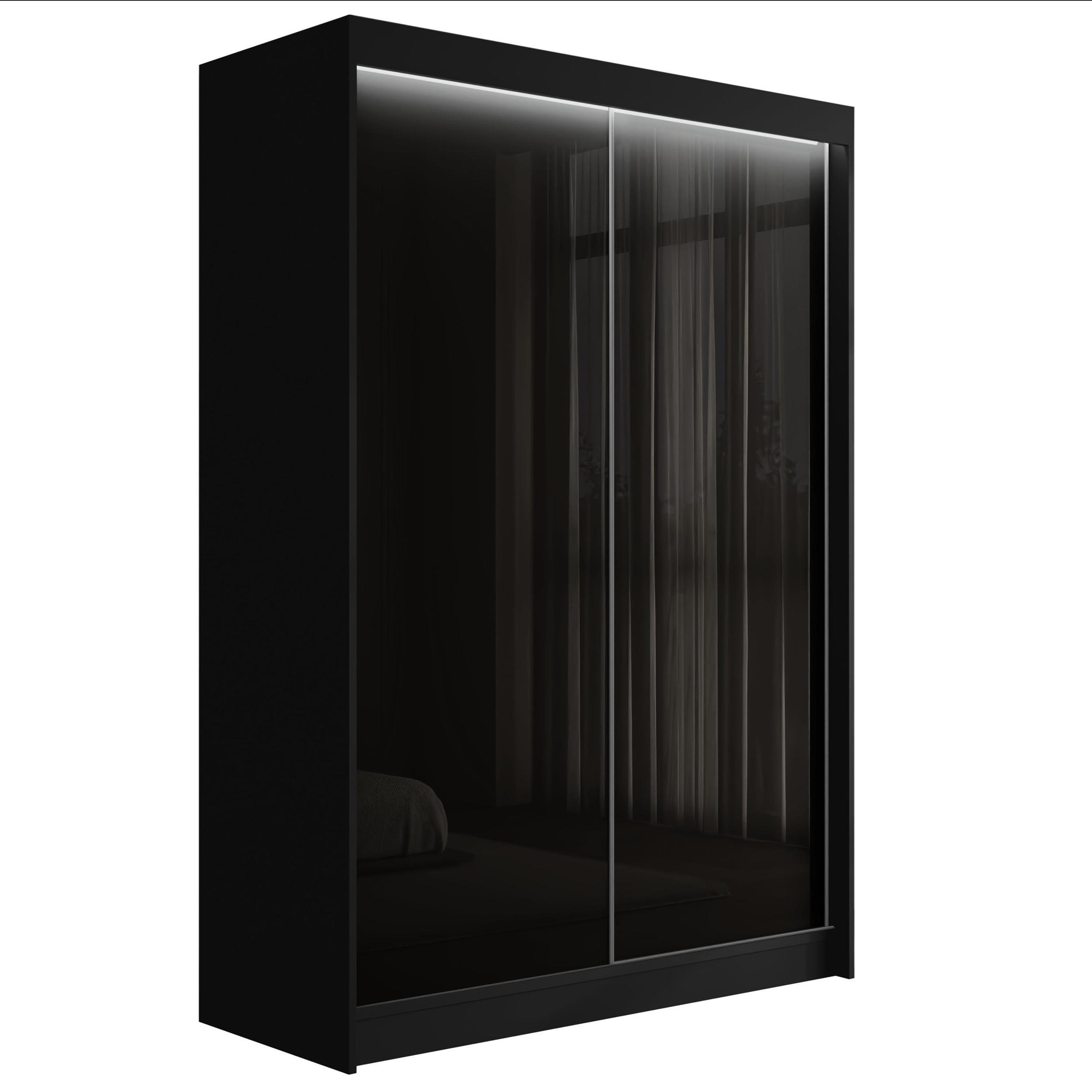 KLEIDERSCHRANK PEKA mit LED - 120 cm - Schwarz - Schwarz, Holzwerkstoff (120/215/61cm) - ALTDECOR